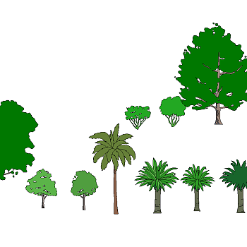 11-手绘抽象风格景观植物树