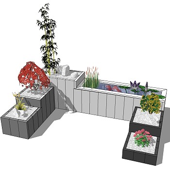 室外园林3d景观地被植物灌木sketchup草图模型下载  (60)