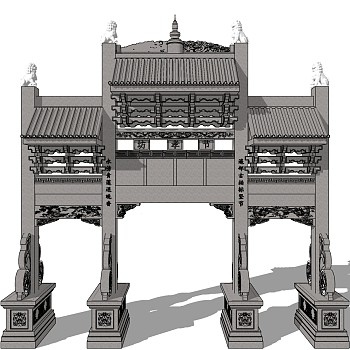 中式建筑牌楼斗拱 (2)