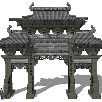 中式古建牌坊牌楼 (7)