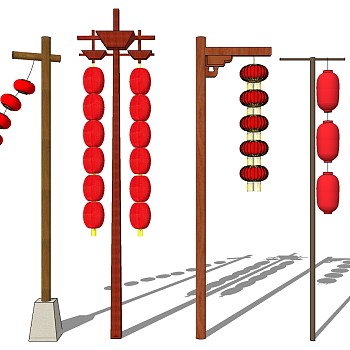 中式红灯笼景观路灯 (1)