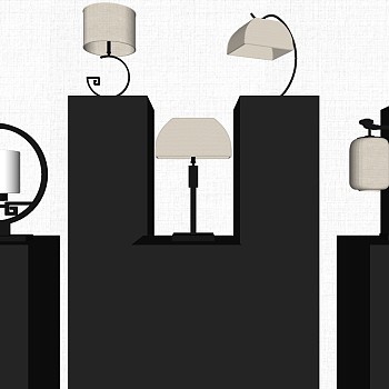 51新中式铁艺台灯组合sketchup草图模型下载