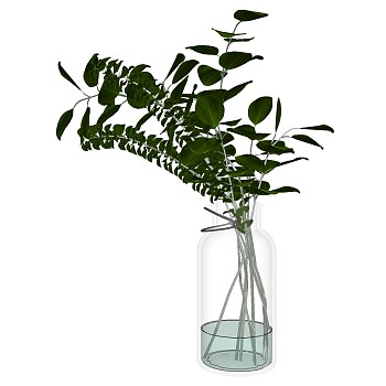 现代玻璃花瓶插花花艺摆件su草图模型下载 (10)