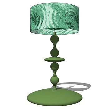 14欧式绿色水波纹图案灯罩台灯sketchup草图模型下载