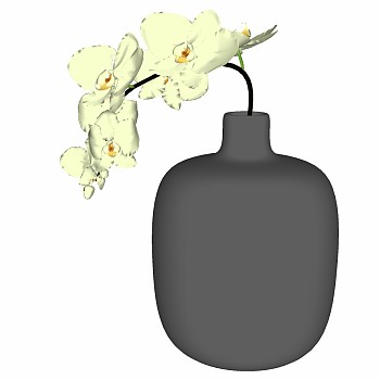新中式现代花瓶插花干枝摆件蝴蝶兰sketchup草图模型下载 (3)