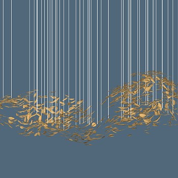 2现代金属大型异形落叶树叶花瓣水晶吊灯SketchUp草图模型下载