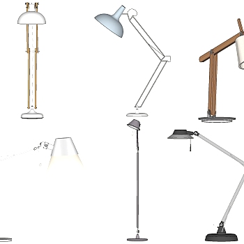 05现代简约长臂折叠台灯落地灯sketchup草图模型下载