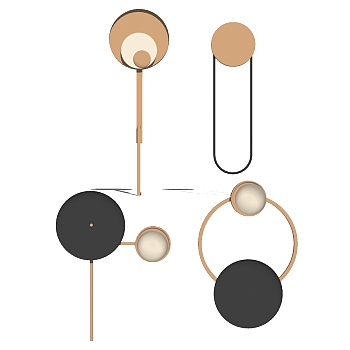 37现代简约金属壁灯客厅卧室餐厅过道时尚创意壁灯装饰灯sketchup草图模型下载