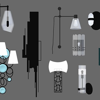 6北欧现代客厅卧室餐厅过道时尚创意壁灯装饰灯sketchup草图模型下载