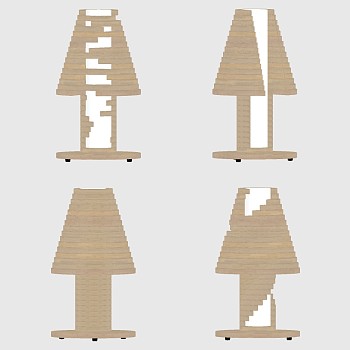 2现代木制创意台灯儿童房积木台灯SketchUp草图模型下载