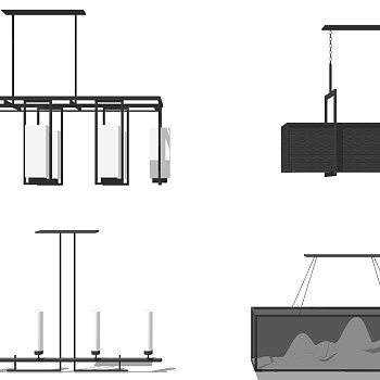 新中式山形状吊灯su草图模型下载 (1)