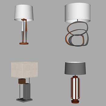 111现代简约时尚新中式台灯灯具组合SketchUp草图模型下载