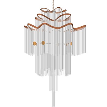 10现代轻奢异形金属水晶吊灯sketchup草图模型下载