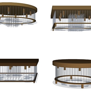 5现代轻奢简欧式金属方形圆形水晶吊灯吸顶灯sketchup草图模型下载