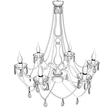 12欧式金属铁艺水晶烛 台吊灯SketchUp草图模型下载