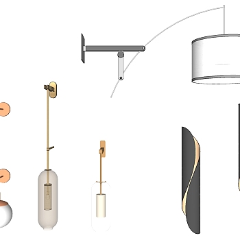 13现代简约轻奢玻璃壁灯道灯具sketchup草图模型下载