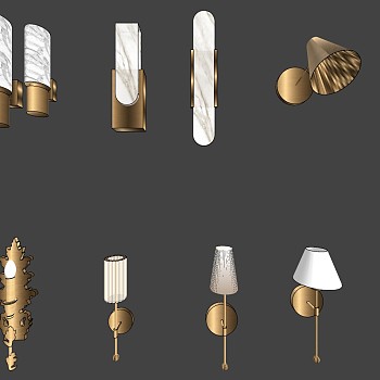 3现代轻奢金属壁灯欧式美式金属壁灯床头灯sketchup草图模型下载