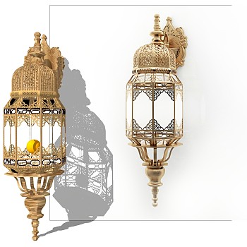 10伊斯兰阿拉伯东南亚新疆轻奢金属雕花壁灯sketchup草图模型下载