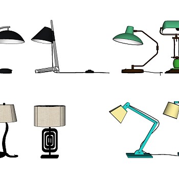 66现代工业风台灯创意组合SketchUp草图模型下载