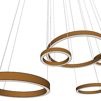 20现代异形金属圆环吊灯SketchUp草图模型下载