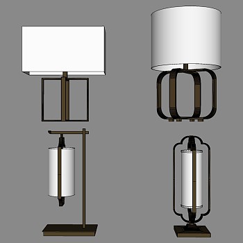 31新中式现代铁艺台灯SketchUp草图模型下载