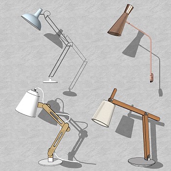 25北欧现代台灯办公桌灯具组合SketchUp草图模型下载