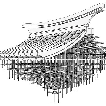 4现代异形房顶屋檐形状金属吊灯 吊饰SketchUp草图模型下载