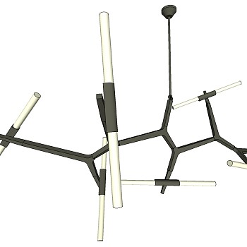 14现代工业风异形金属树枝形状吊灯SketchUp草图模型下载