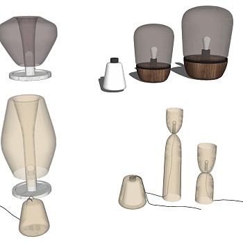 12现代异形玻璃台灯组合SketchUp草图模型下载