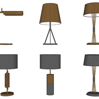 11现代轻奢新中式简约台灯组合SketchUp草图模型下载