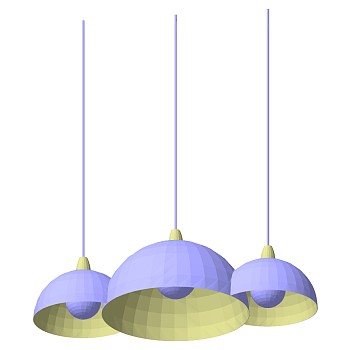 16 现代金属灯罩吊灯SketchUp草图模型下载