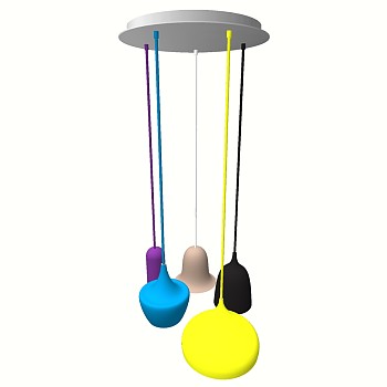 10现代工业风彩色灯泡吊灯SketchUp草图模型下载
