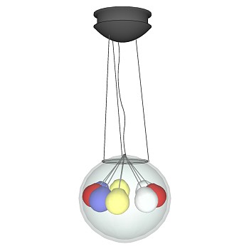 19现代透明玻璃彩色灯泡吊灯SketchUp草图模型下载