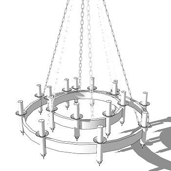 5美式欧式铁艺金属烛台吊灯SketchUp草图模型下载