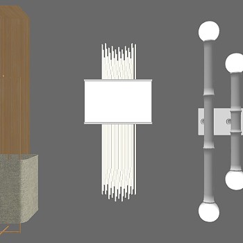 04北欧现代金属壁灯组合竹节壁灯sketchup草图模型下载
