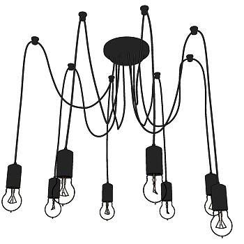 19工业风灯泡吊灯SketchUp草图模型下载