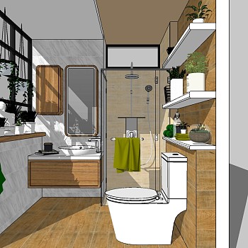 北欧现代卫生间洗手间 SketchUp草图模型下载