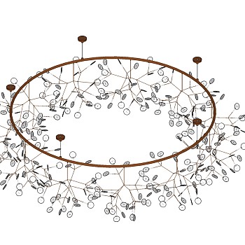 9现代异形花瓣金属花形圆环形吊灯SketchUp草图模型下载