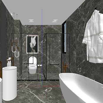 25现代轻奢卫生间淋浴间sketchup草图模型下载