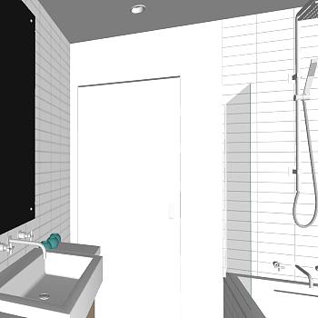 65现代简约北欧卫生间sketchup草图模型下载