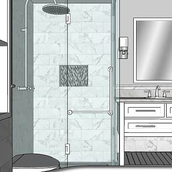 38美式田园现代简约卫生间浴室sketchup草图模型下载