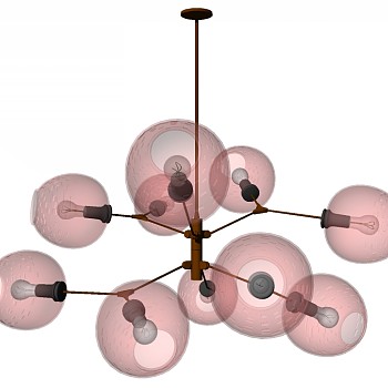 现代工业风玻璃球吊灯草图sketchUp模型下载 a (19)