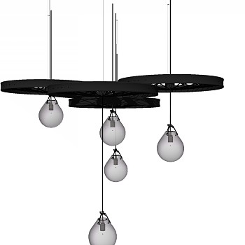 现代工业风玻璃球吊灯草图sketchUp模型