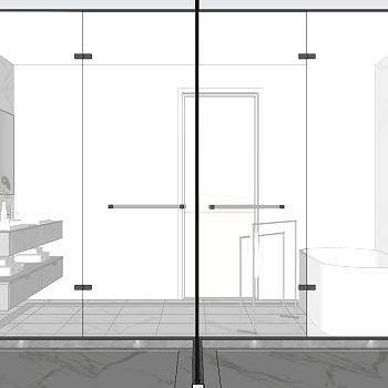 9北欧现代简约卫生间sketchup草图模型下载