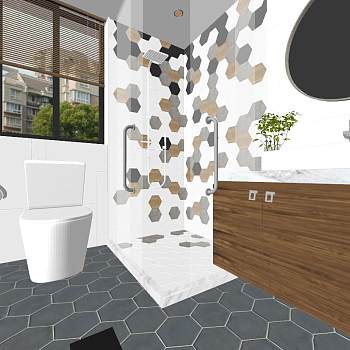 5北欧现代卫生间浴室柜sketchup草图模型下载
