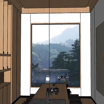 093新中式泰式中式日式茶室sketchup草图模型下载