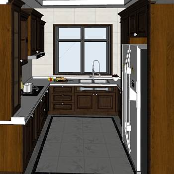 17新中式简欧式美式厨房冰箱蛋糕sketchup草图模型下载