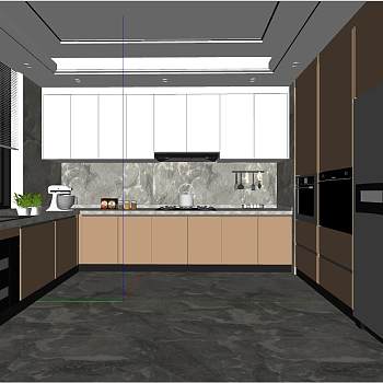 11现代简约厨房厨房用品组合sketchup草图模型下载