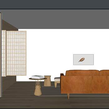41日式现代北欧新中式无印良品禅意客厅sketchup草图模型下载