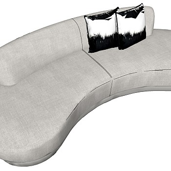 18现代北欧简约弧形多人沙发抱枕组合sketchup草图模型下载